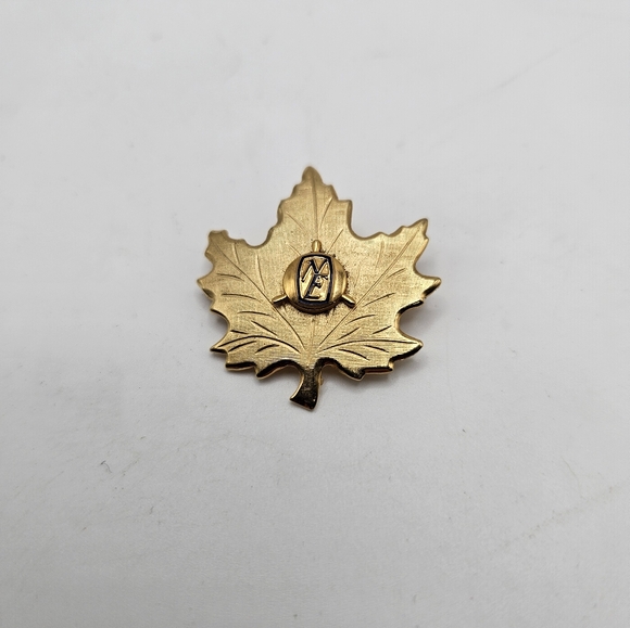 Gold Tone Maple Leaf Pin with ' NE ' on iit - Picture 2 of 3